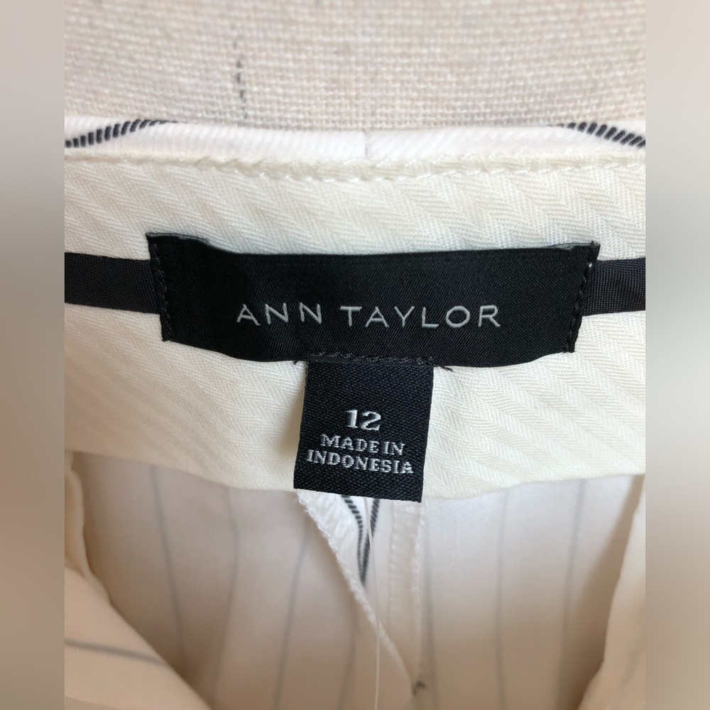 NEW Ann Taylor Cream Pinstripe Wide Leg Pant Size 12 - Picture 10 of 11
